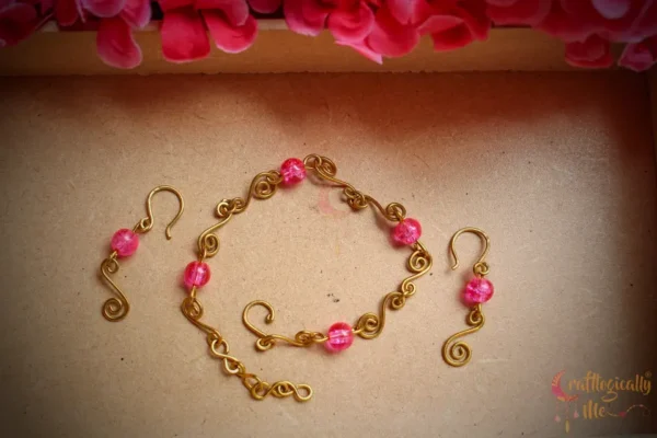 Swirls Crackle beads bracelet and earrings Set - Image 3