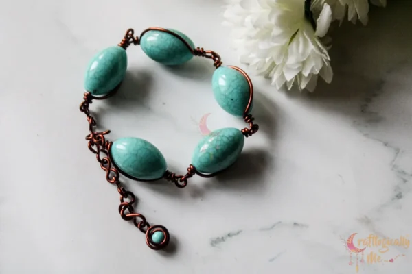 Turquoise blue marquee bead bracelet - Image 3