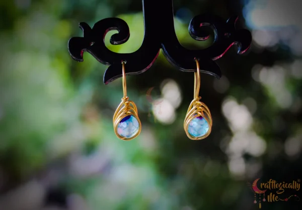 Agate Herringbone bead earrings - Image 3