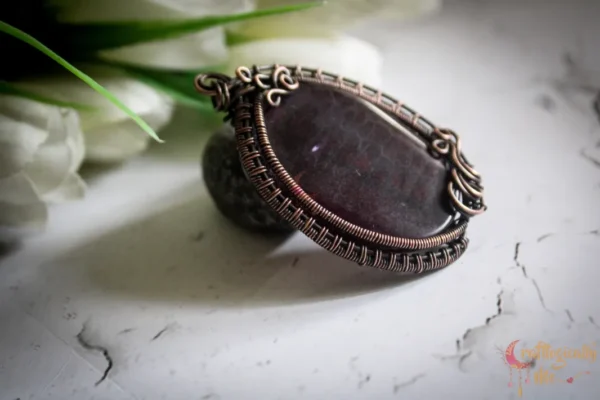 Purple Agate wire wrap bead pendant - Image 3