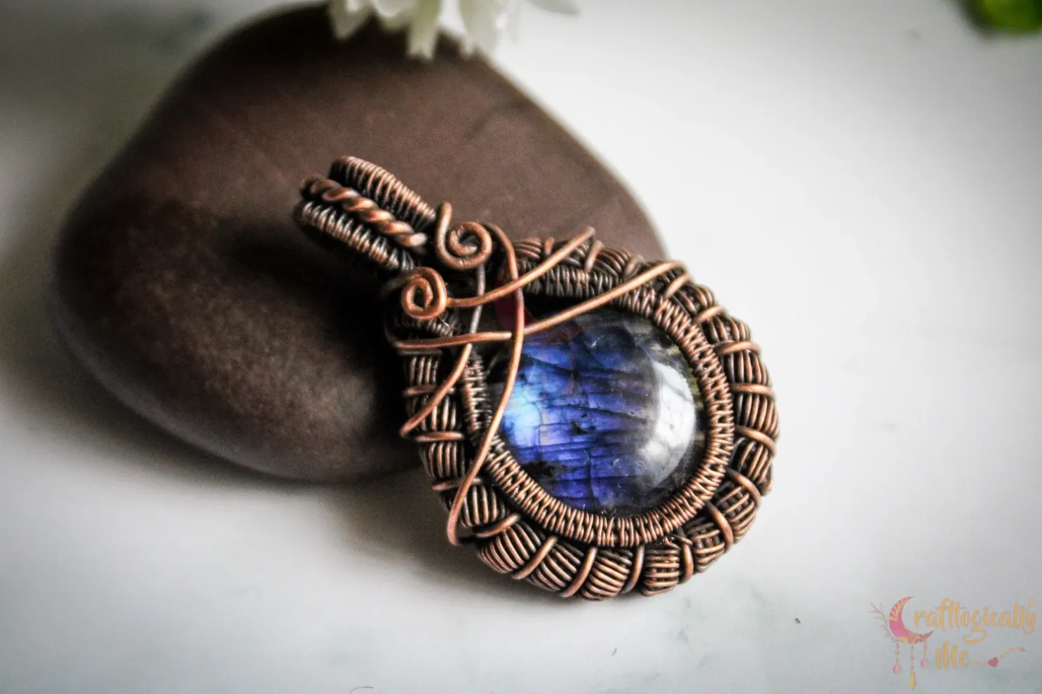 Blue Labradorite double coiled wrap