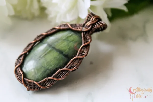 Green Jasper Crisscross weave wrap - Image 3