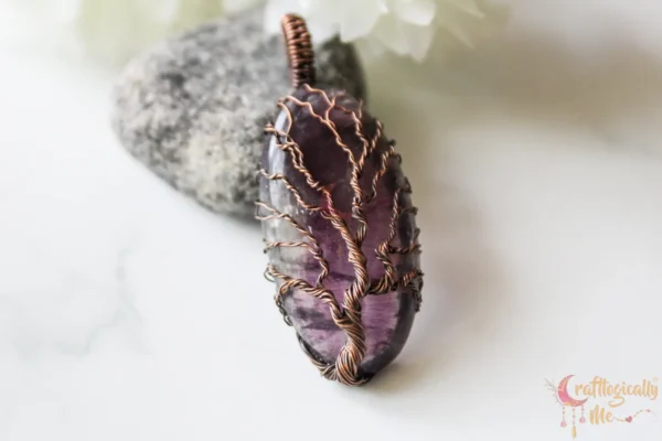 Fluorite Tree of life oxidzed copper wrap