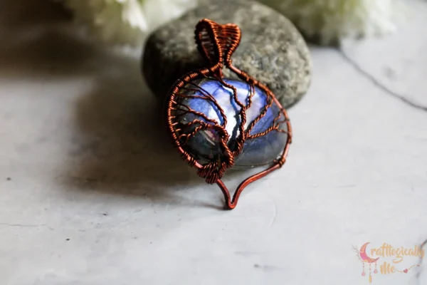 Blue Labradorite oval-drop tree of life pendant - Image 3