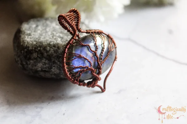 Blue Labradorite oval-drop tree of life pendant - Image 5