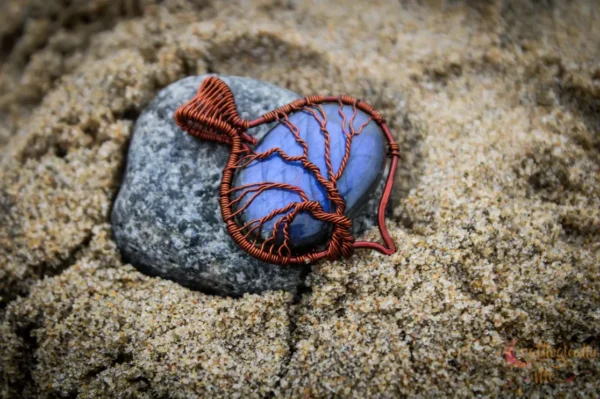 Blue Labradorite oval-drop tree of life pendant - Image 6