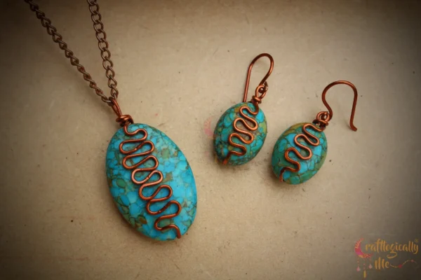 Turquoise squiggly pendant set - Image 2