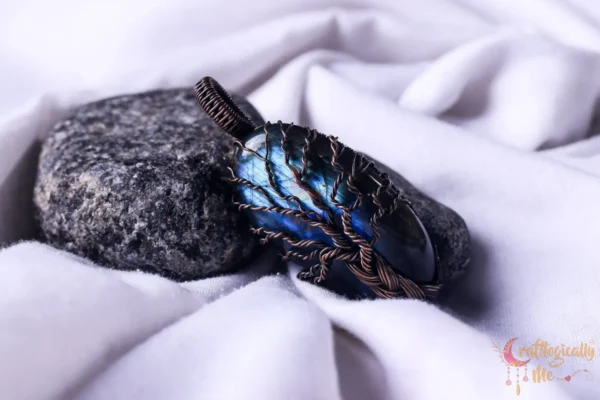 Blue Flash Labradorite braided tree wrap - Image 11