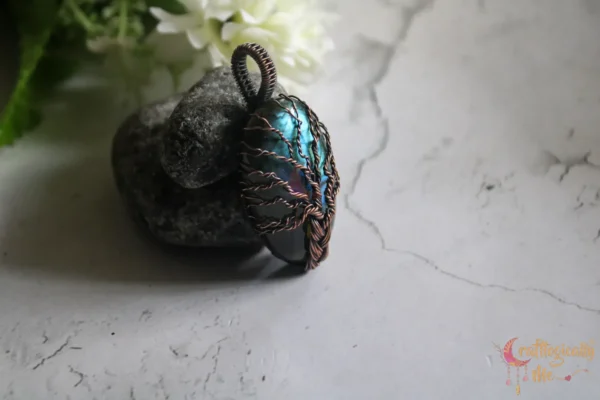 Blue Flash Labradorite braided tree wrap - Image 8