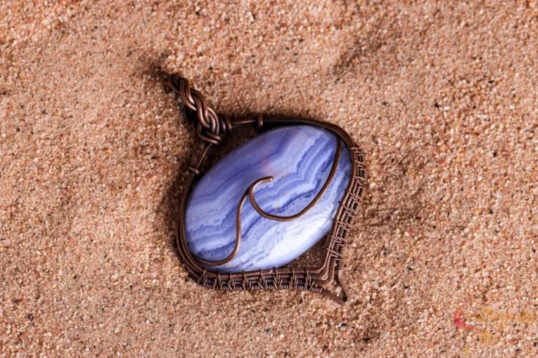 Blue Lace Agate sea wave pendant