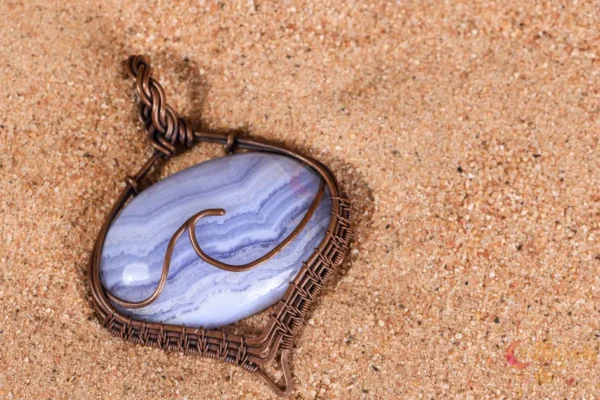 Blue Lace Agate sea wave pendant - Image 6