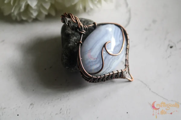 Blue Lace Agate sea wave pendant - Image 7