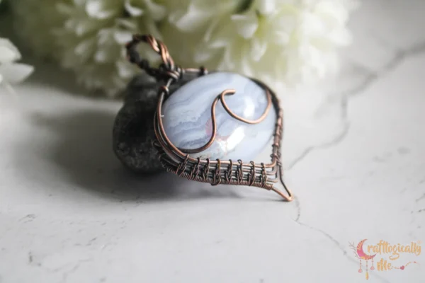 Blue Lace Agate sea wave pendant - Image 8