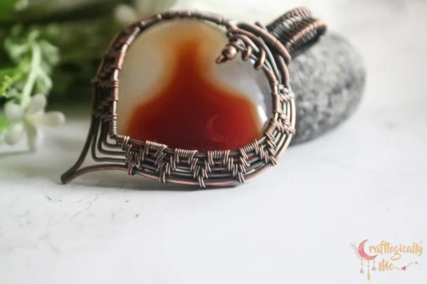 Carnelian Agate Heart Wrap Pendant - Image 5