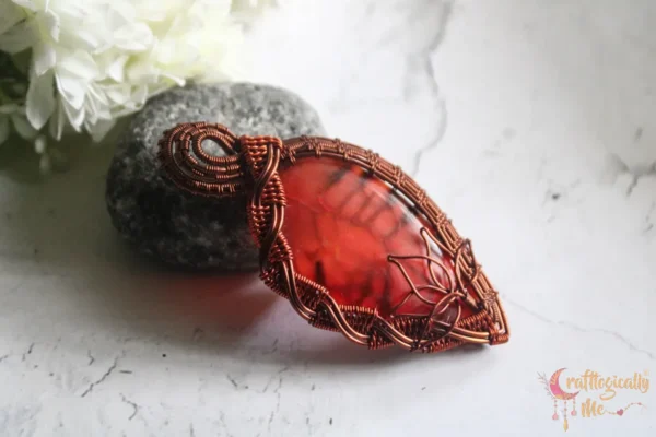 Red Synthetic stone Lotus Criss Cross Wrap - Image 2