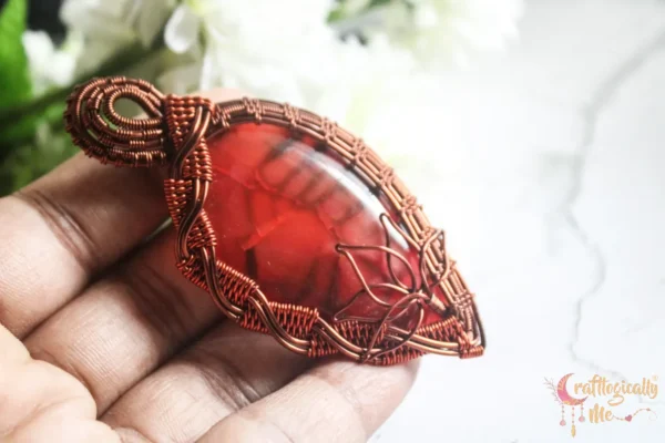 Red Synthetic stone Lotus Criss Cross Wrap - Image 3