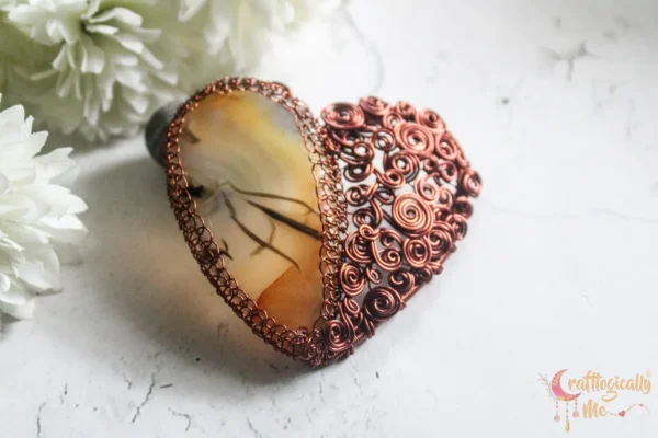 Yellow Synthetic stone swirly heart wrap