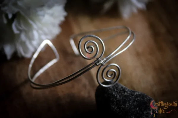 Silver Swirly bracelet adjustable cuff - Image 6