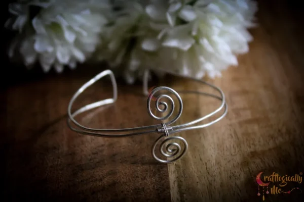 Silver Swirly bracelet adjustable cuff - Image 5