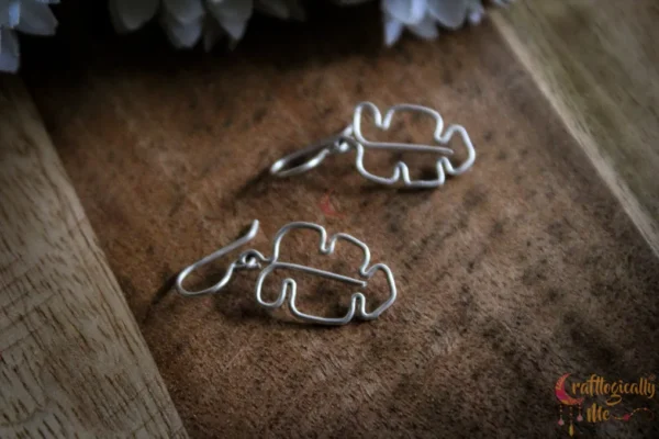 Silver Monstera leaf earrings