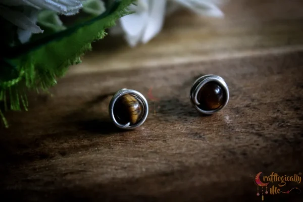 Silver Tiger's Eye bead wrap stud