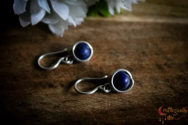 Silver Sodalite bead wrap earrings