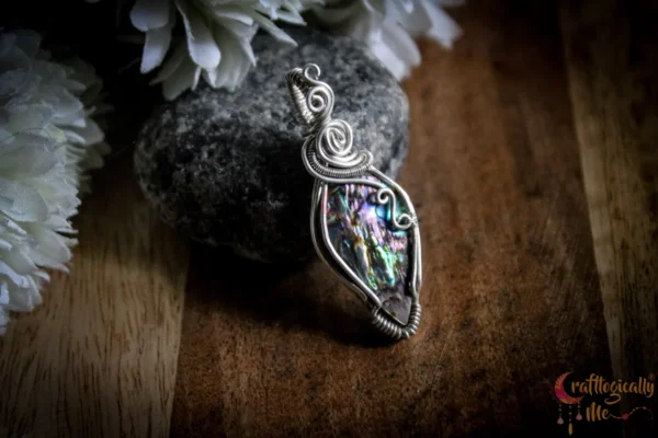 Abalone Silver Drop Wrap pendant - Image 4