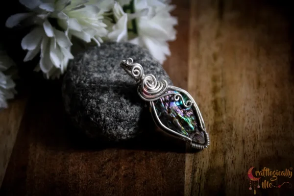 Abalone Silver Drop Wrap pendant - Image 7