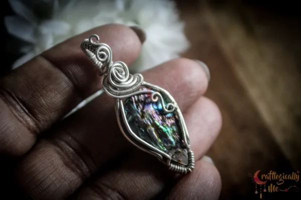 Abalone Silver Drop Wrap pendant