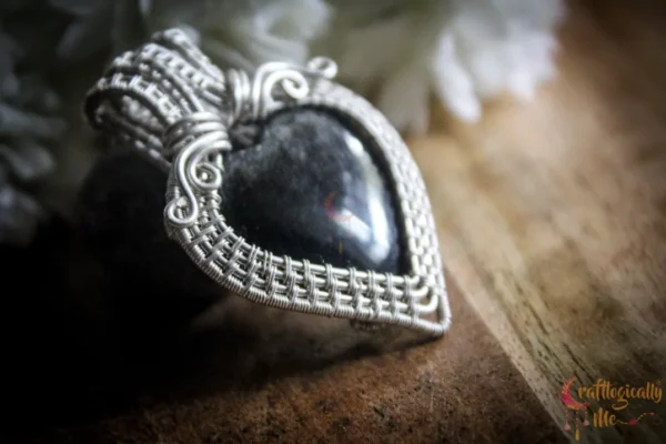 Silver Obsidian Silver heart wrap pendant - Image 5