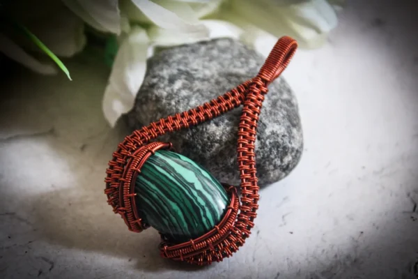 Malachite oval wrap pendant - Image 6