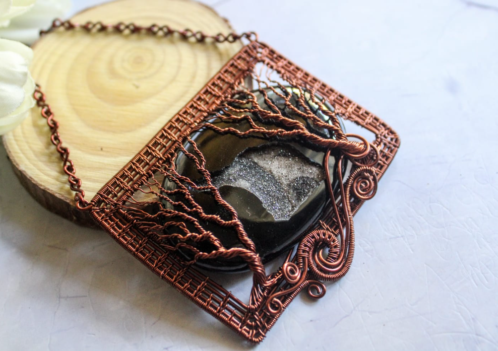 The Enigmatic Allure of the Black Onyx Druzy Tree of Life Signature Pendant