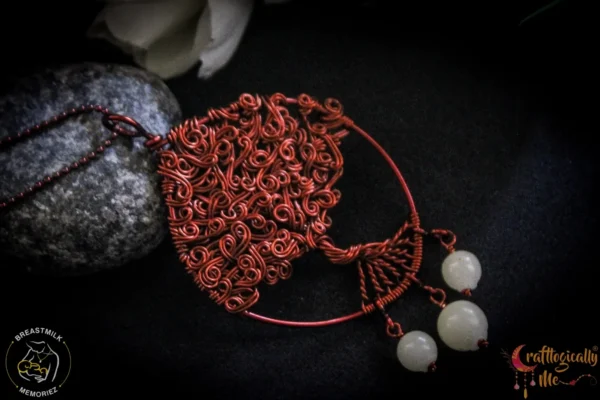 Swirly Tree of life with breastmilk drop of love pendant - Image 2
