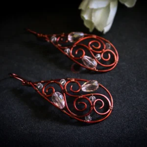 Crystal drop boho filigree long danglers
